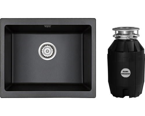 Комплект Мойка кухонная Paulmark Gera 60 PM205546-BL черный + Измельчитель Bone Crusher BC 810-AS