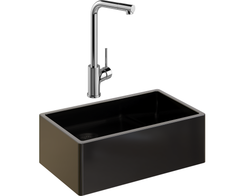 Комплект Мойка кухонная Domaci Сиена 50276-110 черная матовая + Смеситель Ливорно WFD05002K