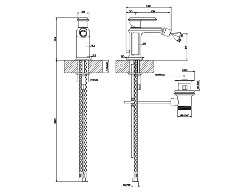 Gessi Eleganza Смеситель для биде на 1 отверстие, с донным клапаном, цвет: золото. 46007#080