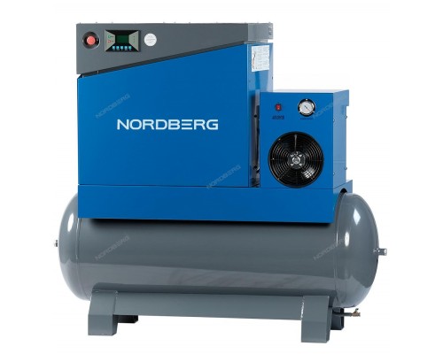 Компрессор винтовой, 7,5кВт, ресивер 350л, 10Бар, 900л/мин, осушитель NORDBERG NCA10RD