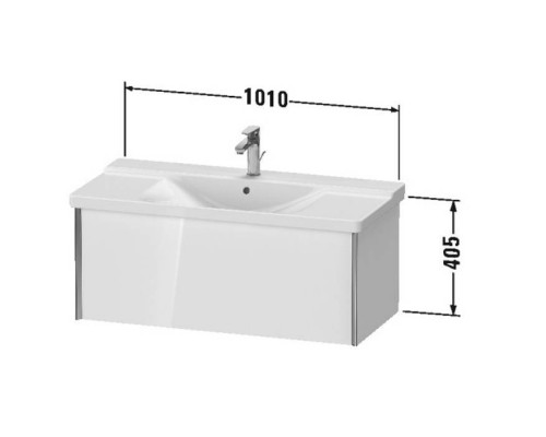 Duravit XViu Тумба подвесная 101x46.9x40.5см, с раковиной, 1 ящик, цвет: walnut dark/черный матовый. 2332100000,  XV40170B221