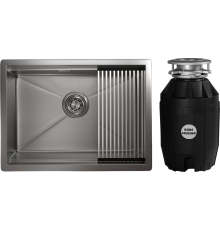 Комплект Мойка Granula Kitchen Space 6045U, сталь сатин + Измельчитель Bone Crusher BC 810-AS