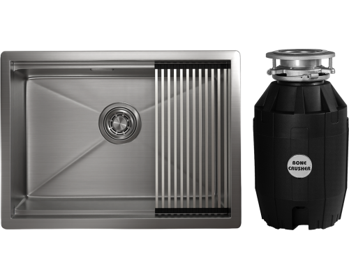 Комплект Мойка Granula Kitchen Space 6045U, сталь сатин + Измельчитель Bone Crusher BC 810-AS