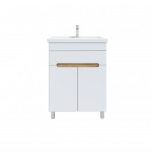 Тумба с раковиной SanStar Модена 70 напольная, глянцевая белая, дуб вотан, раковина Фостер 70