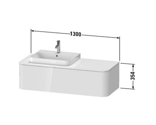 Duravit Happy D.2 Plus Тумба подвесная 130x55х35.4см, с раковиной и 1 ящиком, SX, цвет: белый глянцевый. 2360600000, HP4942L2222, HP031KL2222 Duravit Happy D.2 Plus Тумба подвесная 130x55х35.4см, с раковиной и 1 ящиком, SX, цвет: белый глянцевый. 2360600000, HP4942L2222, HP031KL2222