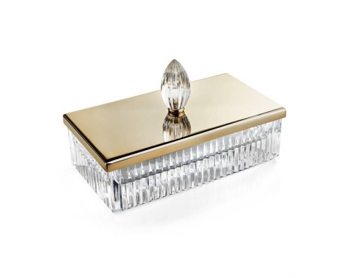 3SC Elegance Контейнер с крышкой настольный 23хh7х12,5 см, цвет: прозрачный хрусталь/латунь сатинированная матовая. EL78ACRLX 3SC Elegance Контейнер с крышкой настольный 23хh7х12,5 см, цвет: прозрачный хрусталь/латунь сатинированная матовая. EL78ACRLX