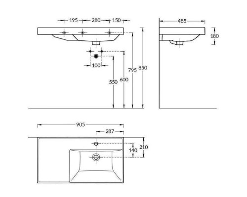 Kerama Marazzi Cubo Раковина 90х48.5х18см., подвесная, мебельная, правая, 1 отв., с переливом, цвет: белый глянцевый. CU.wb.90Rh Kerama Marazzi Cubo Раковина 90х48.5х18см., подвесная, мебельная, правая, 1 отв., с переливом, цвет: белый глянцевый. CU.wb.90Rh