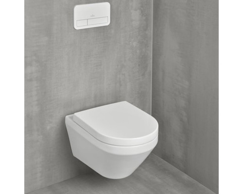 VilleroyBoch Architectura Унитаз подвесной 37х53х33см, безободковый, смыв Tornado, в комплекте сиденье SoftClosing, цвет: альпийский белый. 4694CL01
