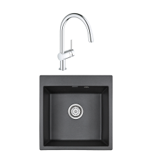 Комплект Мойка Paulmark Kante 50 PM105152-BL черный + Смеситель Grohe Minta 3291800E хром