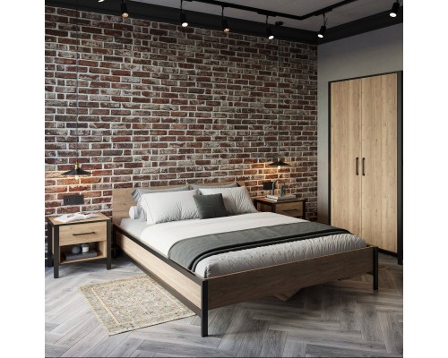 Кровать DIWO Элиста 160x200 дуб крафт золотой, черная