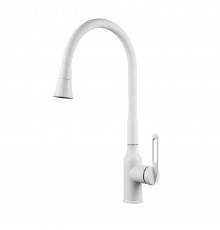 Смеситель для кухни Raffine F303C-1 с гибким изливом, белый