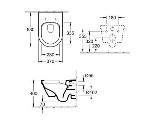 VilleroyBoch Architectura Комплект Унитаз-подвесной 37х53х33см., сиденье с функцией QuickRelease, Softclose, цвет: альпийский белый. 4694HR01