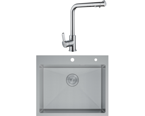 Комплект Мойка кухонная D K DKS604504 сатин + Смеситель Rhein Schiller DA1461601