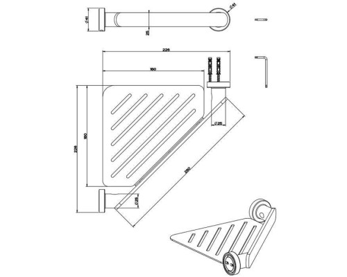 Gessi Emporio accessories Полка для ванны или душа, цвет: Finox Brushed Nickel. 38861#149