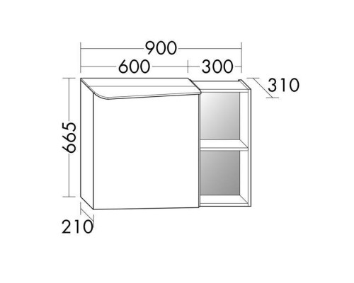 BurgBad Badu Зеркальный шкаф 90х31х66.5см, стеклянная полки, цвет: дуб фланелевый. SFTW090LK0463