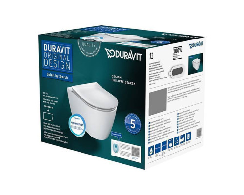Duravit Soleil by Starck Унитаз подвесной 54х37см, безободковый, HygieneFlush, сиденье микролифт, цвет: белый. 45910920A1