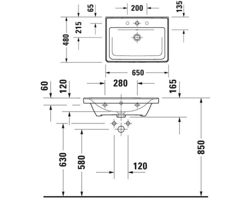 Duravit D-Neo Раковина 65х48см., накладная, с переливом, 1 отв., цвет: белый. 2367650000 Duravit D-Neo Раковина 65х48см., накладная, с переливом, 1 отв., цвет: белый. 2367650000