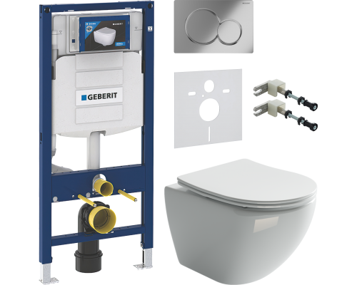 Комплект Унитаз подвесной Ceramicanova Metropol CN4002 безободковый + Инсталляция Geberit Duofix UP 320 111.300.00.5 + Кнопка Sigma 01 115.770.21.5 хром + Шумоизоляция 156.050.00.1 + Крепления 111.815.00.1 к стене