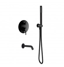 AQM8406MB Набор для комплектации ванны с изливом и смесителем, черный матовый AQM8406MB