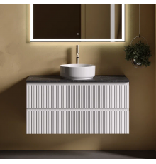 Тумба с раковиной Sancos Snob R 100 см, bianco, столешница черный мрамор, раковина CN5001