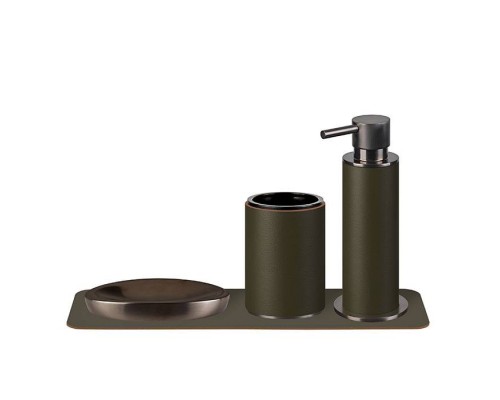 ADJ Стакан для зубных щеток, D7xH10 см., цвет:graphite/оливковый. 4941.graphite/55