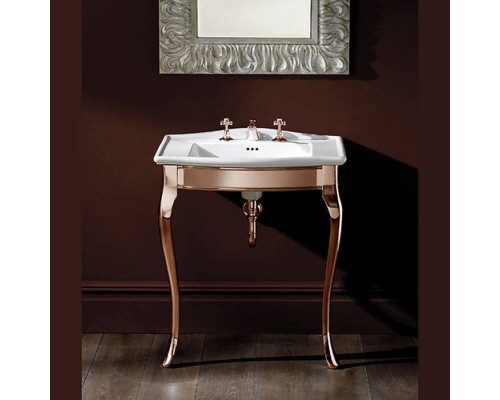 DevonDevon Lady Декоративная структура 69.5х50см, с раковиной на 3 отв., напольный, цвет: золото/белая. IBLI3FWES,  DELADYOT