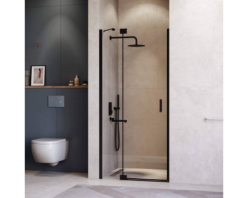 Душевая дверь в нишу RGW Hotel HO-014-B 1300х2000 профиль черный, стекло прозрачное