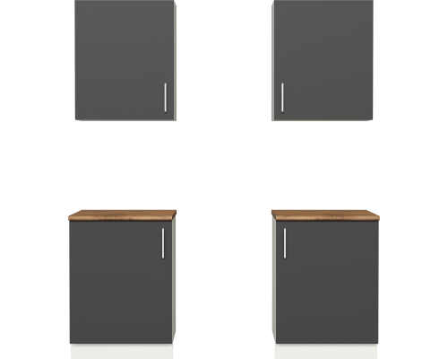 Кухонный гарнитур Domaci Болонья 180 см, фасад графит, ручка хром, столешница дуб вотан KUH-708298