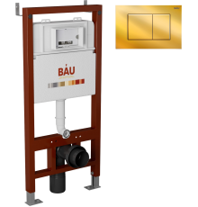 Система инсталляции для унитазов Bauedge Pro + Кнопка смыва Bauedge Stil золото