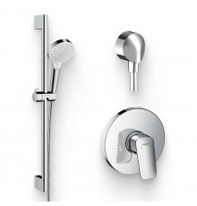 Душевой комплект Смеситель Hansgrohe Logis 71666000 С ВНУТРЕННЕЙ ЧАСТЬЮ + Гарнитур Crometta Vario 650 26532400 + Подключение FixFit Fixfit Е 27454000