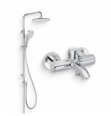 Душевой комплект Смеситель Kludi Bozz 386910576 хром + Стойка Freshline dual shower system 6709005-00