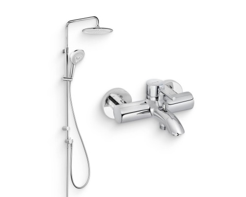 Душевой комплект Смеситель Kludi Bozz 386910576 хром + Стойка Freshline dual shower system 6709005-00