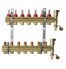 Комплект коллекторов Danfoss FHF-7F set с расходомерами, кронштейнами и воздухоотводчиками, 7 контуров. 088U0727