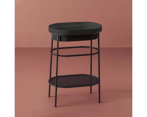 Artceram FUORI SCALA Металическая структура 36.5x58.6хh83см с раковиной без отв под смеситель, Fuori Scala ovale 59, напольная, цвет: черный матовый. ACA055 17,  TFL033 17 00