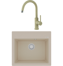 Комплект Мойка кухонная Lemark Hanka 570 9910014 бежевая + Смеситель Comfort LM3073PBG бежевый