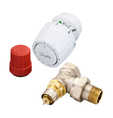 Комплект Danfoss из углового клапана RTR-N DN 15 и термостата RTR 7090. 013G2173