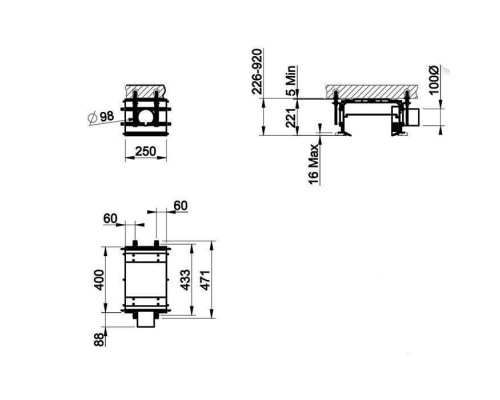 Gessi Binario Профиль линейный 250 мм, с подготовкой под систему ОВиК/HVAC, цвет: Black XL. 61031#299