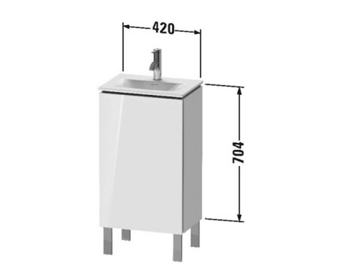 Duravit L-Cube База напольная 44x31.1x70.4см с раковиной, 1 стеклянная полка, 1 дверца, петли слева, цвет: глянцевый белый. LC6580L2222,  07334500411