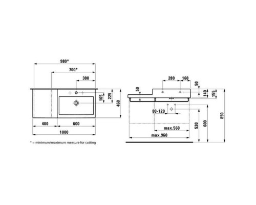 Laufen Living City Раковина 100х46х14 см, 1 отв., цвет: белый. 8.1843.1.000.104.1