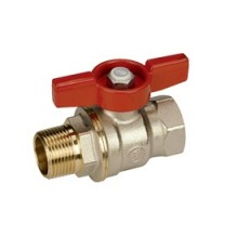 Кран шаровой, Giacomini, R914, полнопроходной, DADO, 3/8, ВН, ручка-бабочка красная, латунь, никелированный