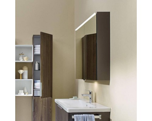 BURGBAD Eqio Зеркальный шкаф с гориз светодиод подсв.120х80х17см,3 зерк двери с обоих сторон, вариант R, цвет: серый. SPGT120RF2010