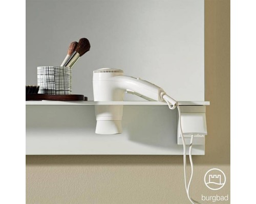 BURGBAD Eqio Зеркало с полкой , светодиод подсв.120х76.9х15см, выкл сбоку справа, 3 крючка, держ для фена справа.. SEZQ120F2009