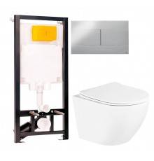 Комплект Унитаз подвесной BelBagno Uno + Инсталляция OLI 80 ECO Sanitarblock mechanic 3 в 1 с кнопкой смыва