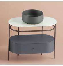Artceram Flair 4.0 Консоль металлическая с раковиной 95x48хh75см., напольная, с выдвижным ящиком и мраморной столешницей, цвет: moka/grigio oliva. COL001 15 00,  ACA068 56,  ACM038 57,  TFA010 94