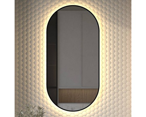 Зеркало Defesto Aura DF 2936 60x120, с теплой подсветкой, без выключателя, черное Зеркало Defesto Aura DF 2936 60x120, с теплой подсветкой, без выключателя, черное