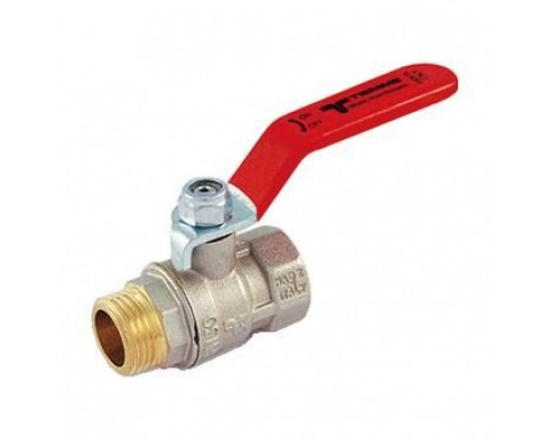 Шаровой кран Tiemme MISTRAL резьба Н/В 1/2  с плоской ручкой-рычагом из стали с пластиковым покрытием. 2360028