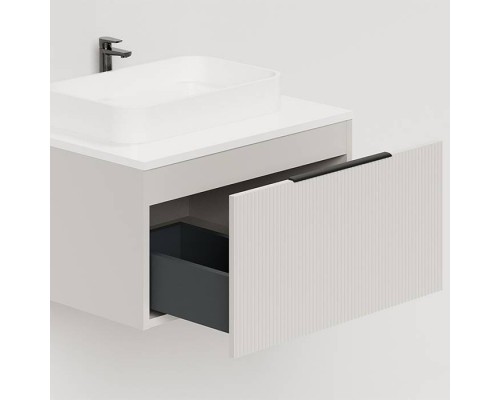 Salini Touch Тумба подвесная 60х50х32см., с раковиной, 1 ящик, верт. фрез., цвет: Сreamy. T600V1CON205