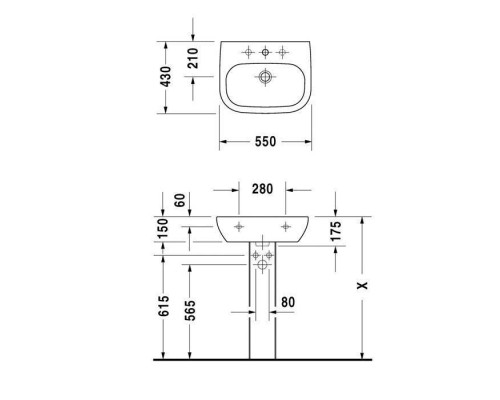 Duravit D-Code Раковина 55х43см., 1 отв., с переливом, цвет: белый. 23105500002