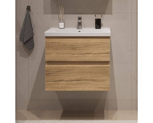 Тумба с раковиной SanStar Lavanti 50 подвесная, дуб вотан, раковина Фостер