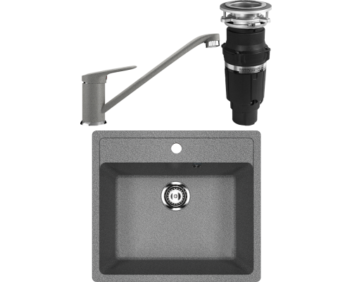 Комплект Мойка кухонная Ulgran U-104 -309 темно-серая + Смеситель U-004 -310 серый + Измельчитель Bone Crusher BC 610-AS